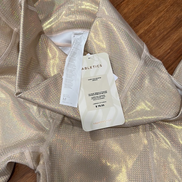 Fabletics High Waisted Leggings - Gold Hologram - NWT - Picture 3 of 3